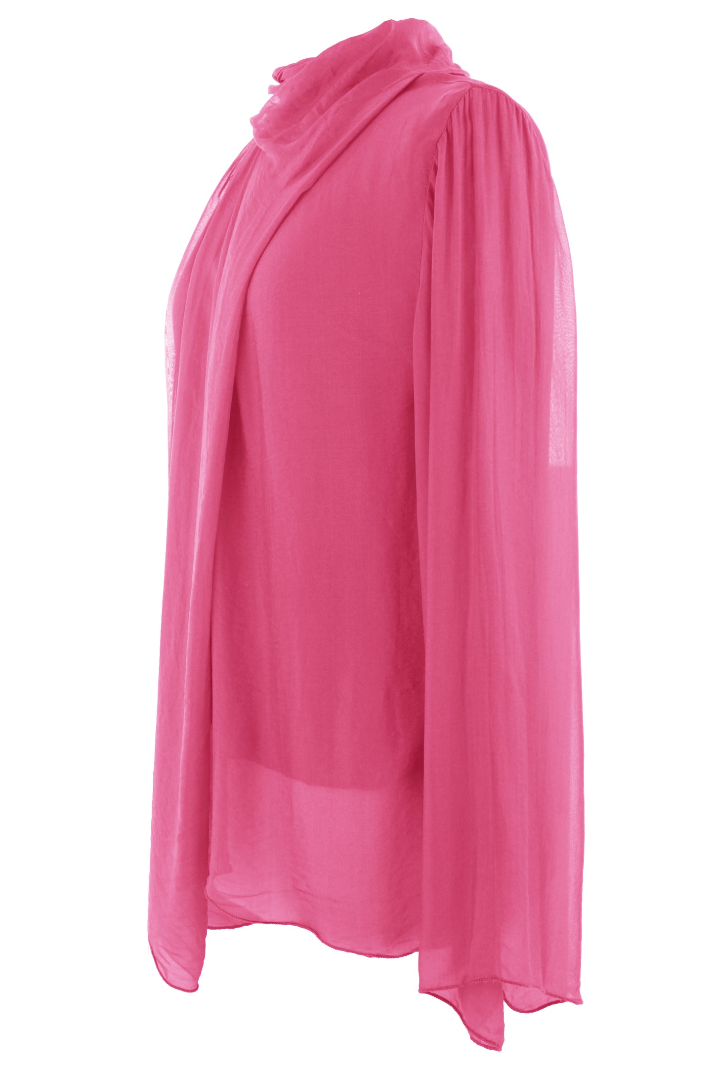 Pleat Detail High Neck Silk Blouse