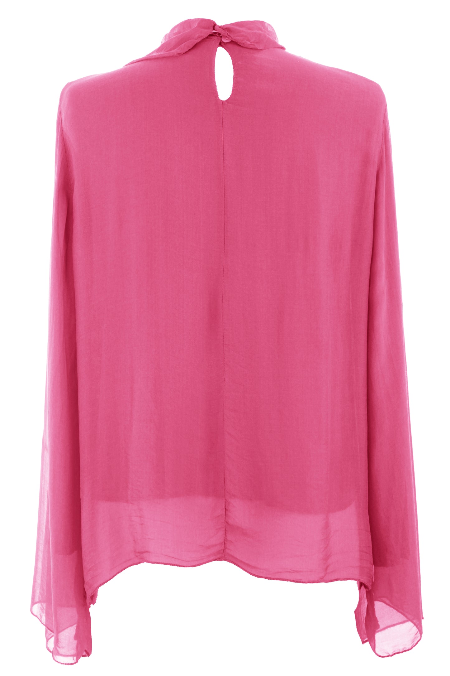 Pleat Detail High Neck Silk Blouse
