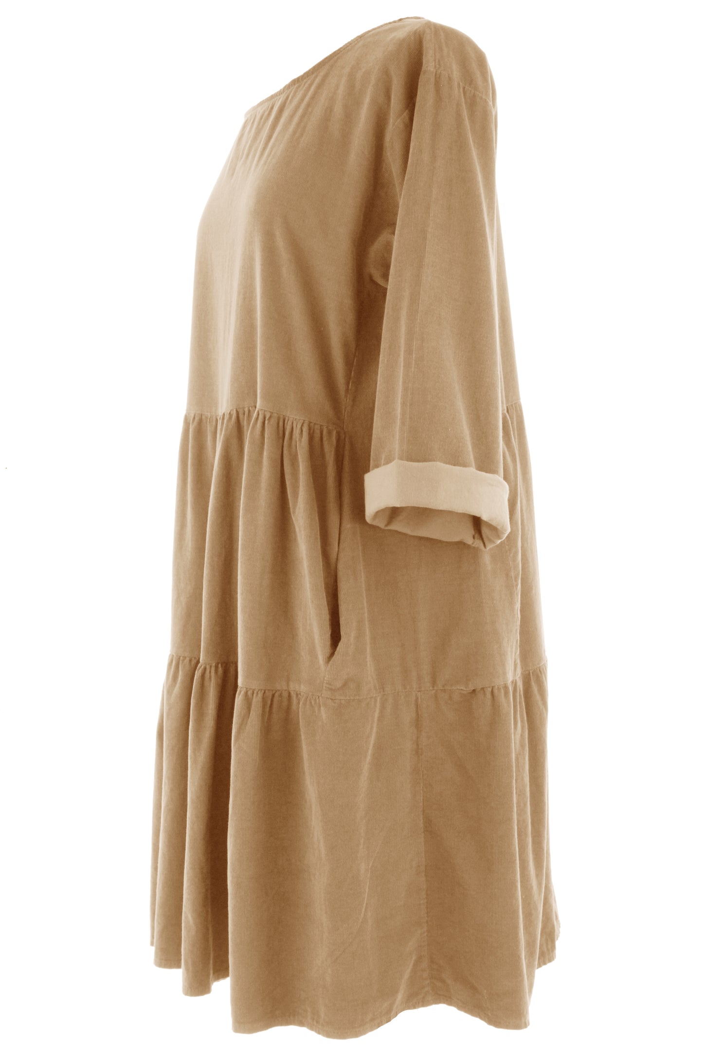 Tiered Swing Corduroy Dress