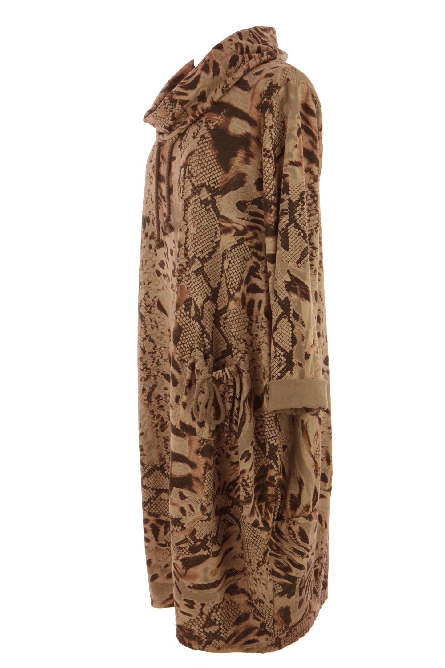 Abstract Leopard Print Cowl Neck Dress
