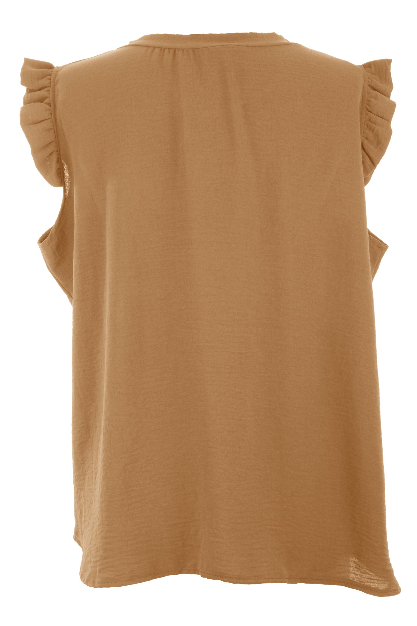 Sleeveless Frill Trim Necklace Top