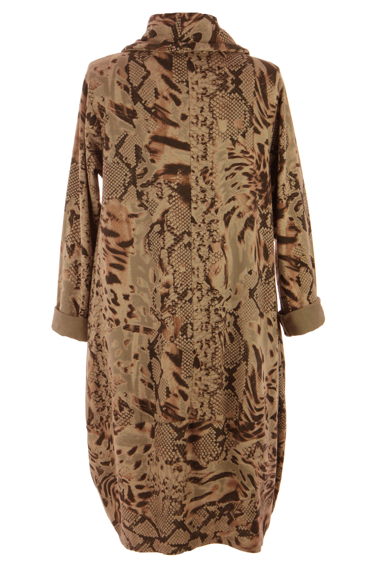 Abstract Leopard Print Cowl Neck Dress