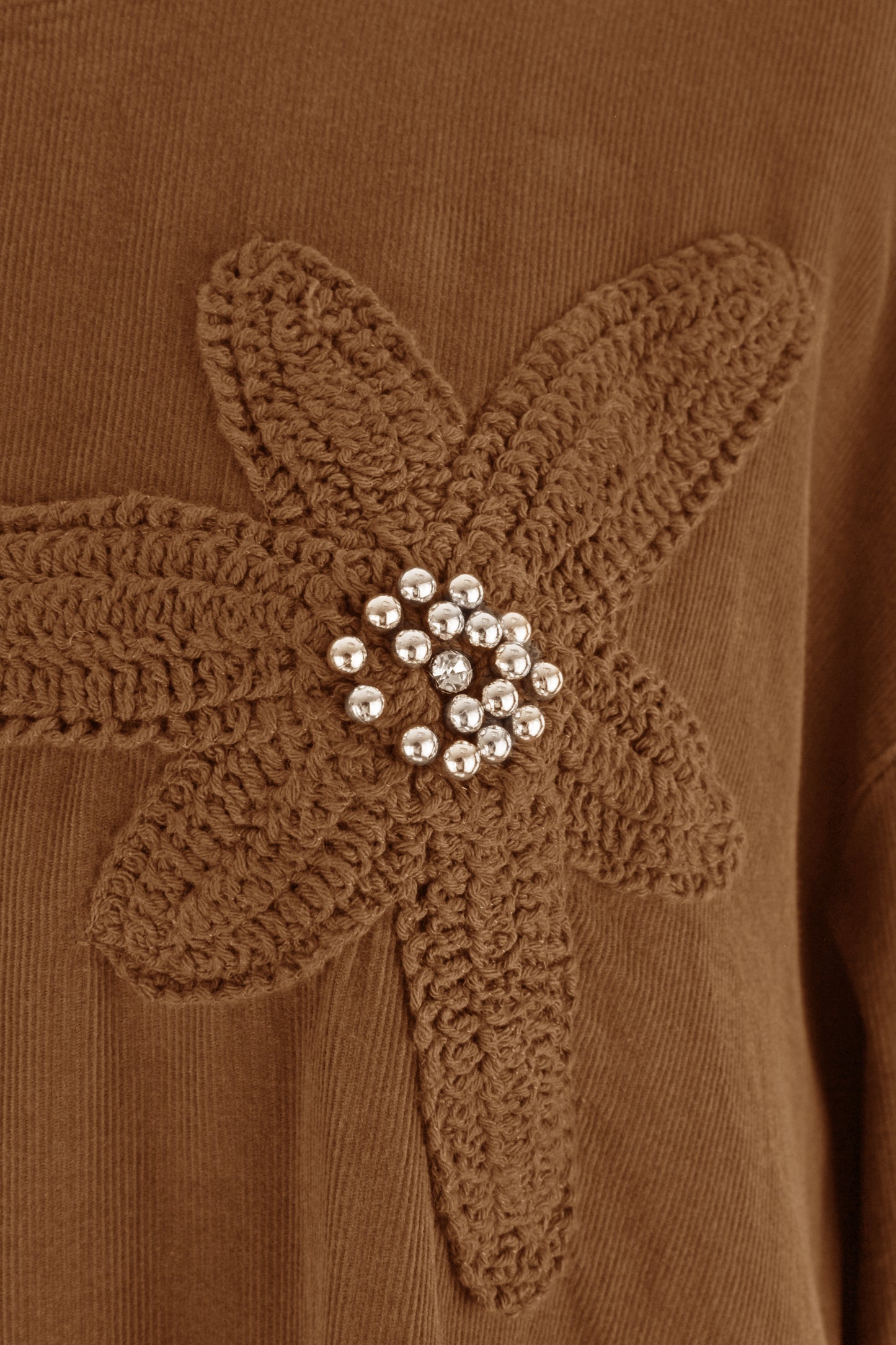 Flower Applique Corduroy Maxi