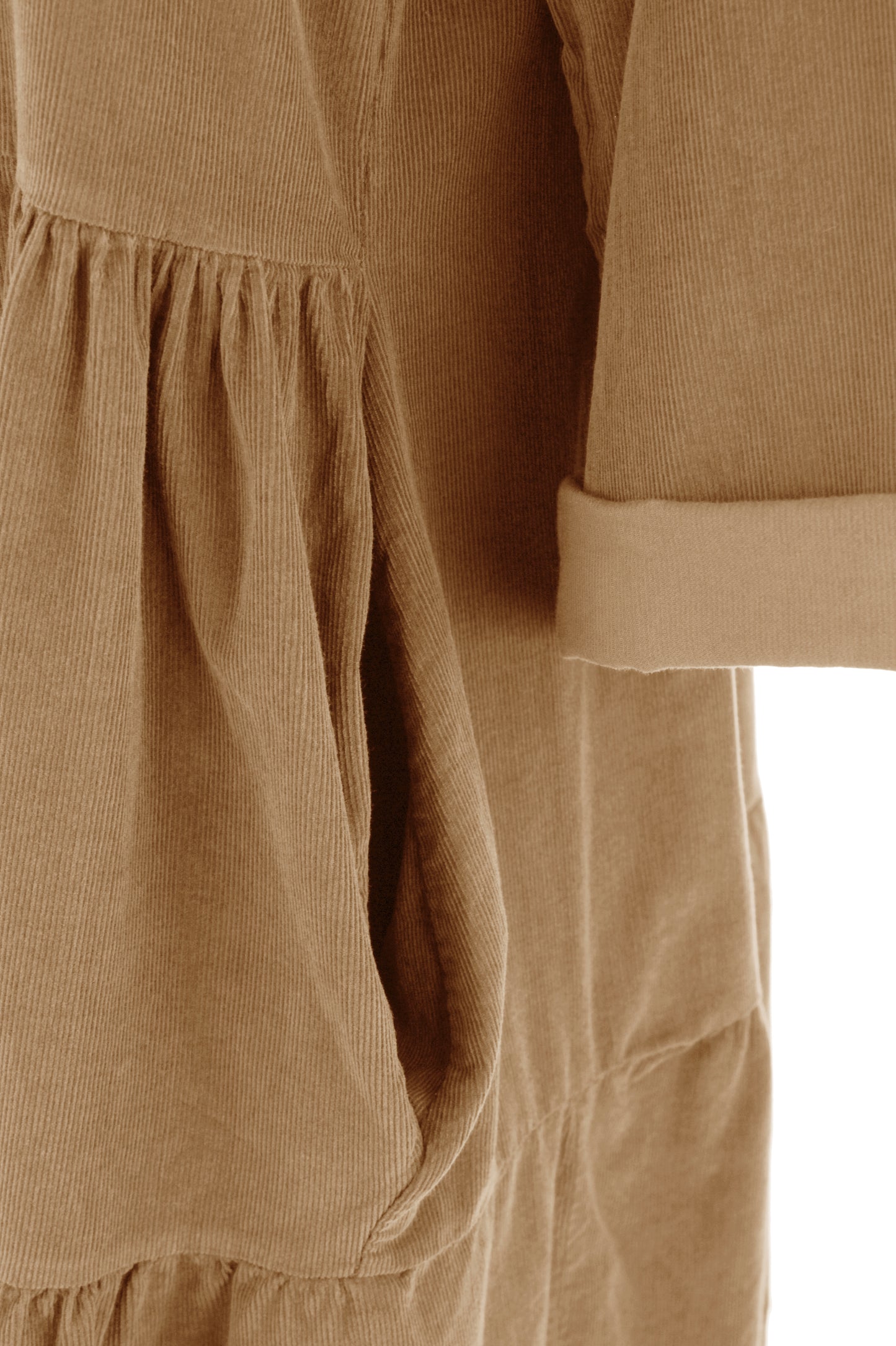 Tiered Swing Corduroy Dress