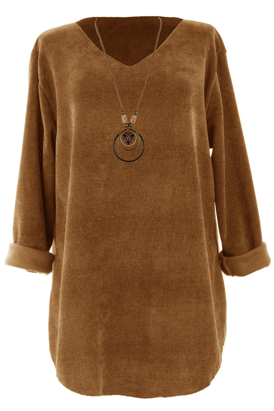 V Neck Chenille Necklace Top