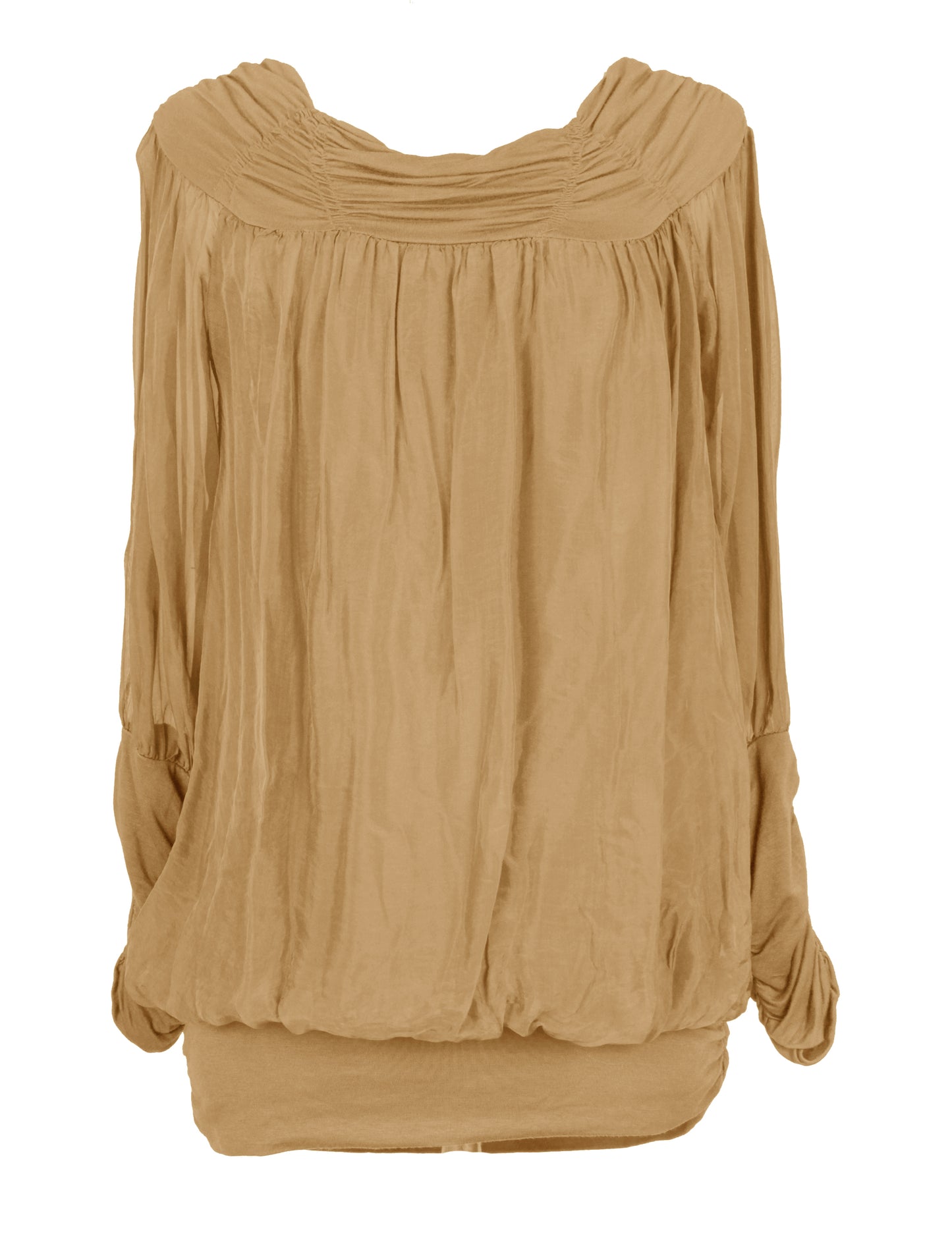 Ruched Neck Silk Blouse