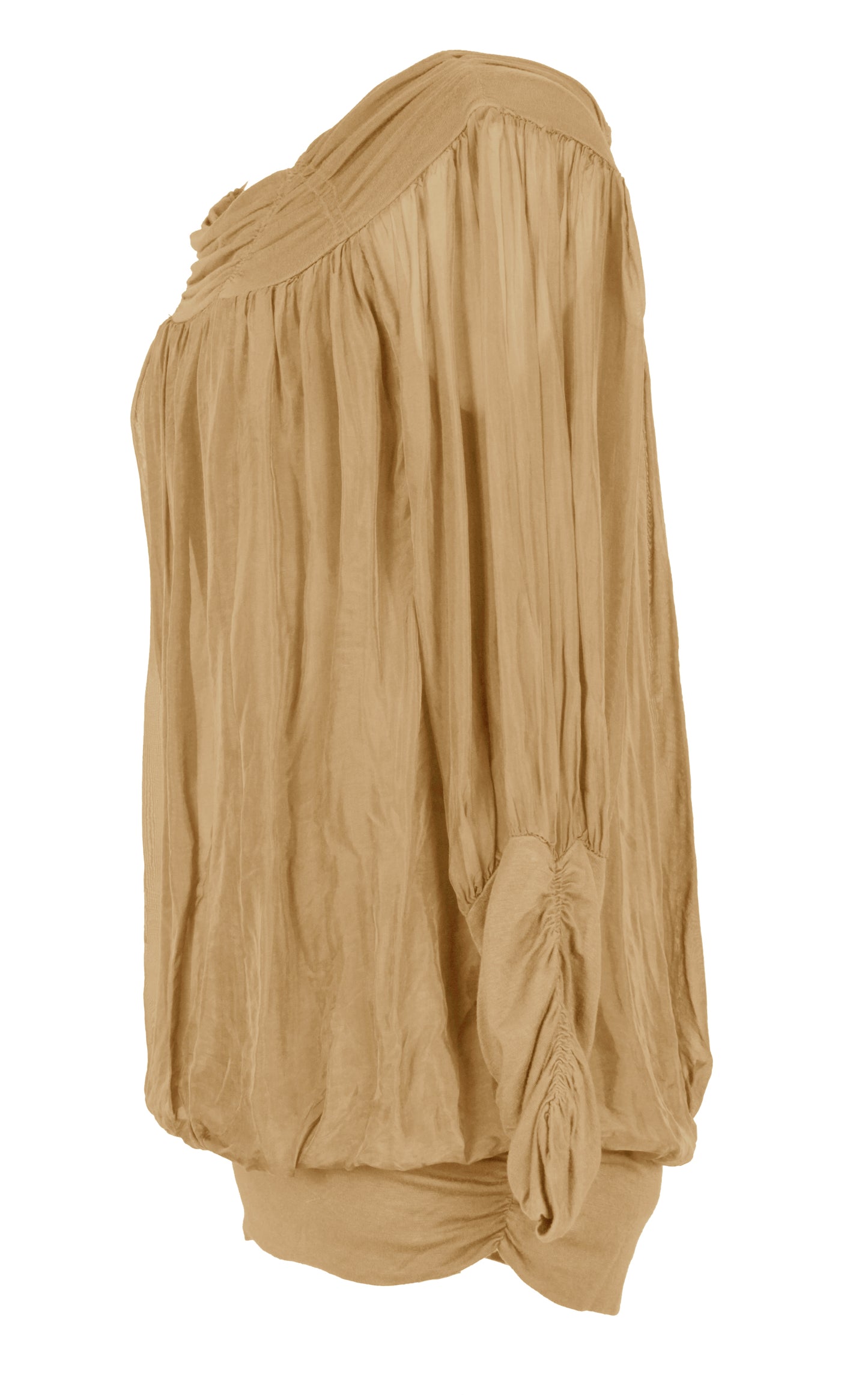 Ruched Neck Silk Blouse