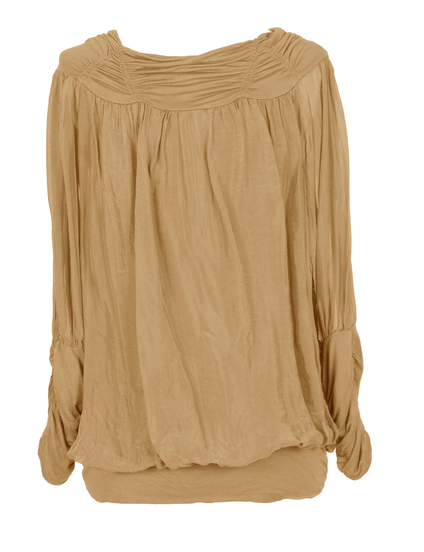 Ruched Neck Silk Blouse
