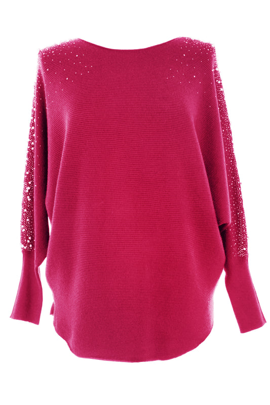 Pearl Diamante Sleeve Jumper