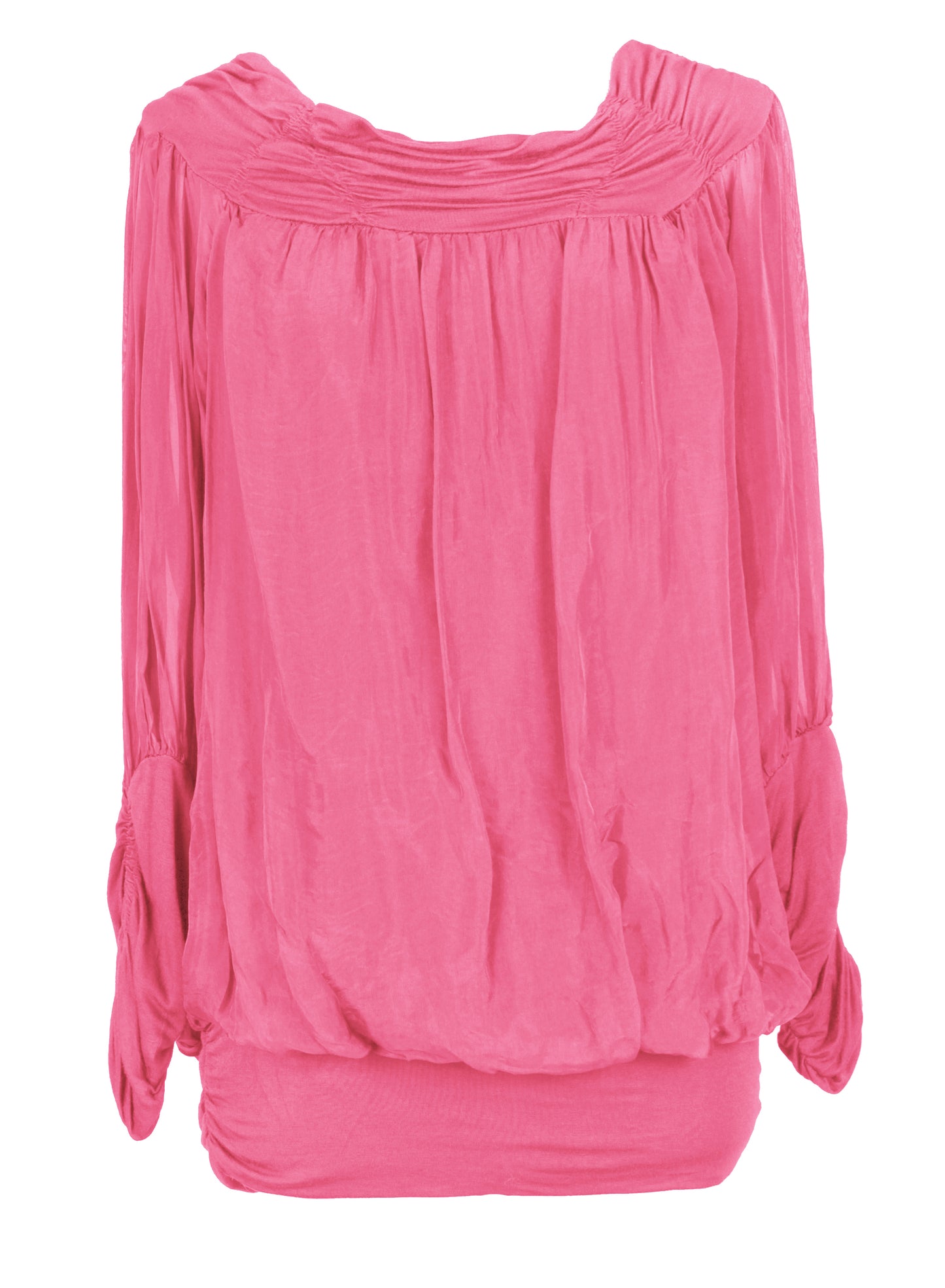 Ruched Neck Silk Blouse