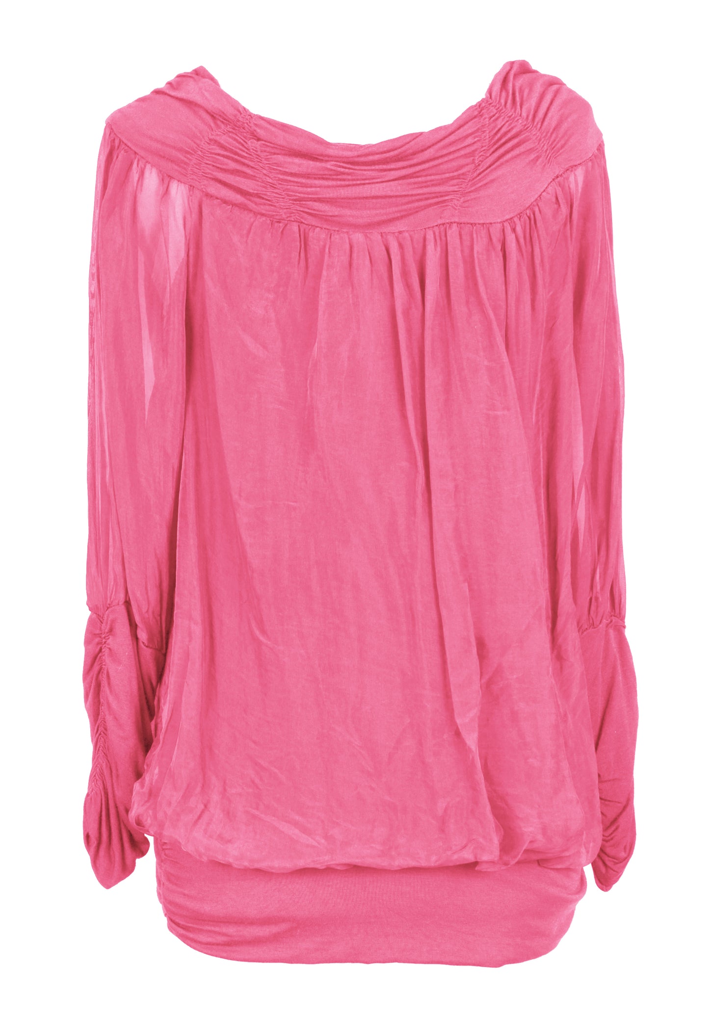 Ruched Neck Silk Blouse