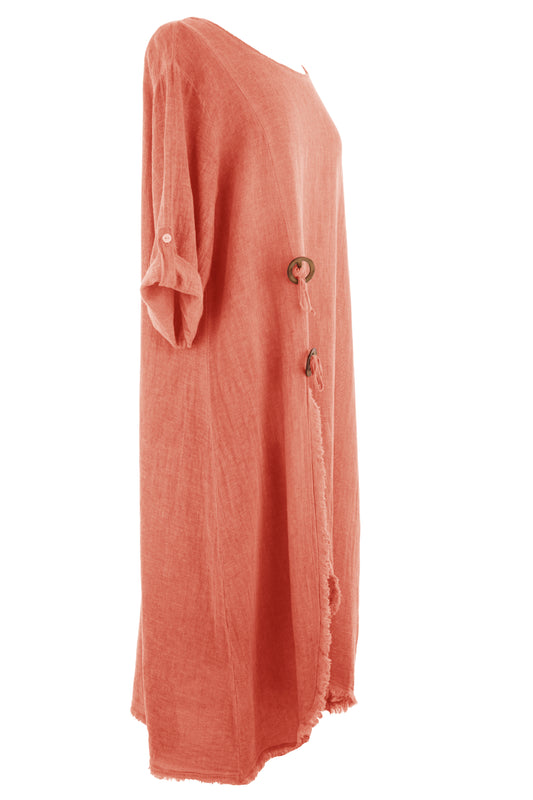 Slit Front Teabag Linen Dress