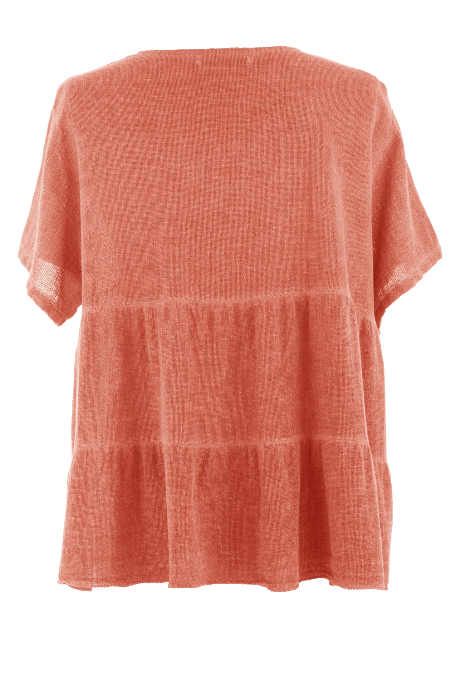 Button Tiered Hopsack Linen Top