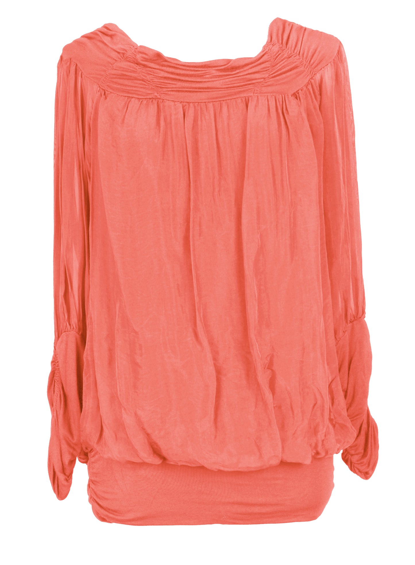 Ruched Neck Silk Blouse