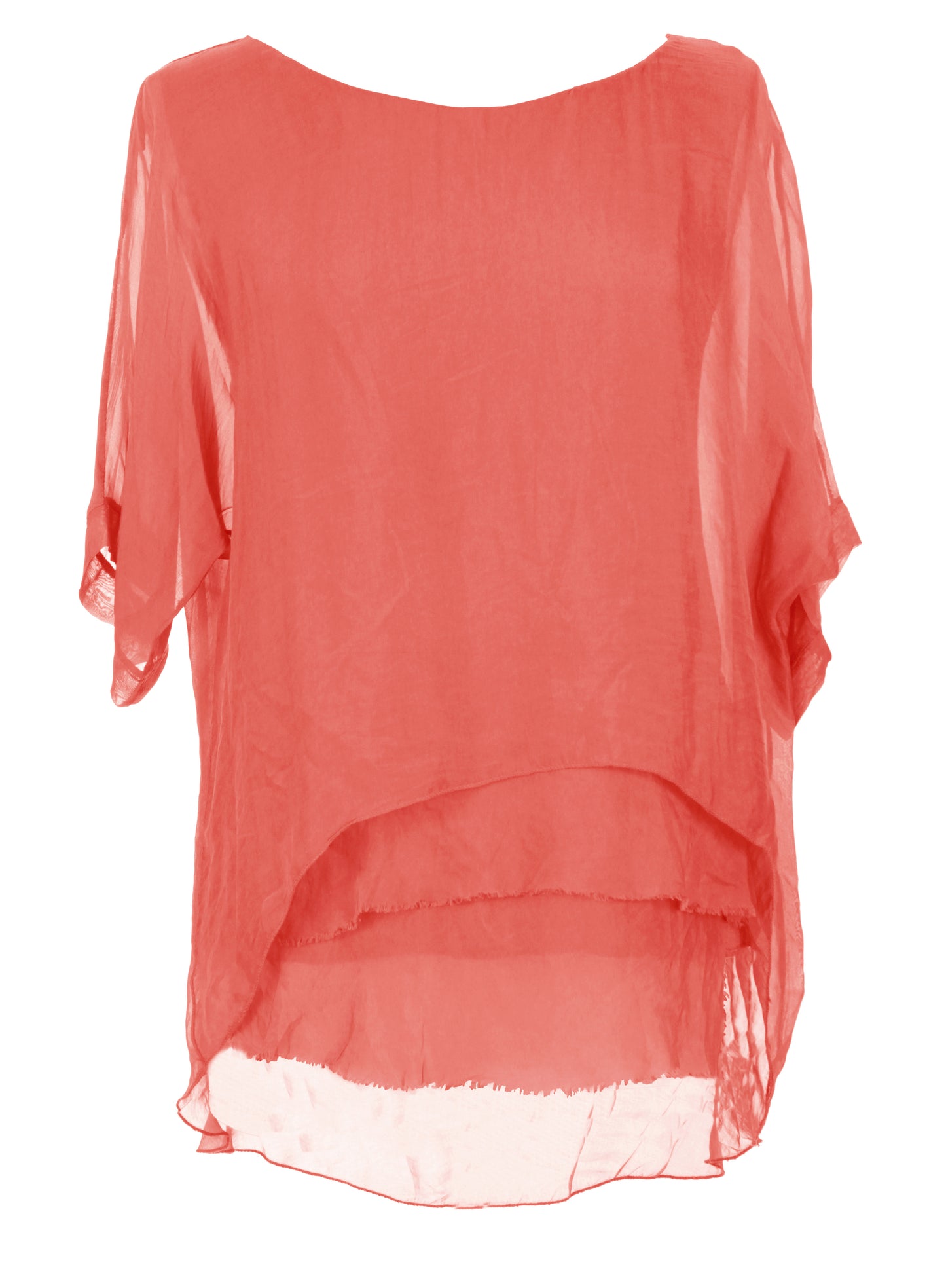 Frayed Hem Silk Top