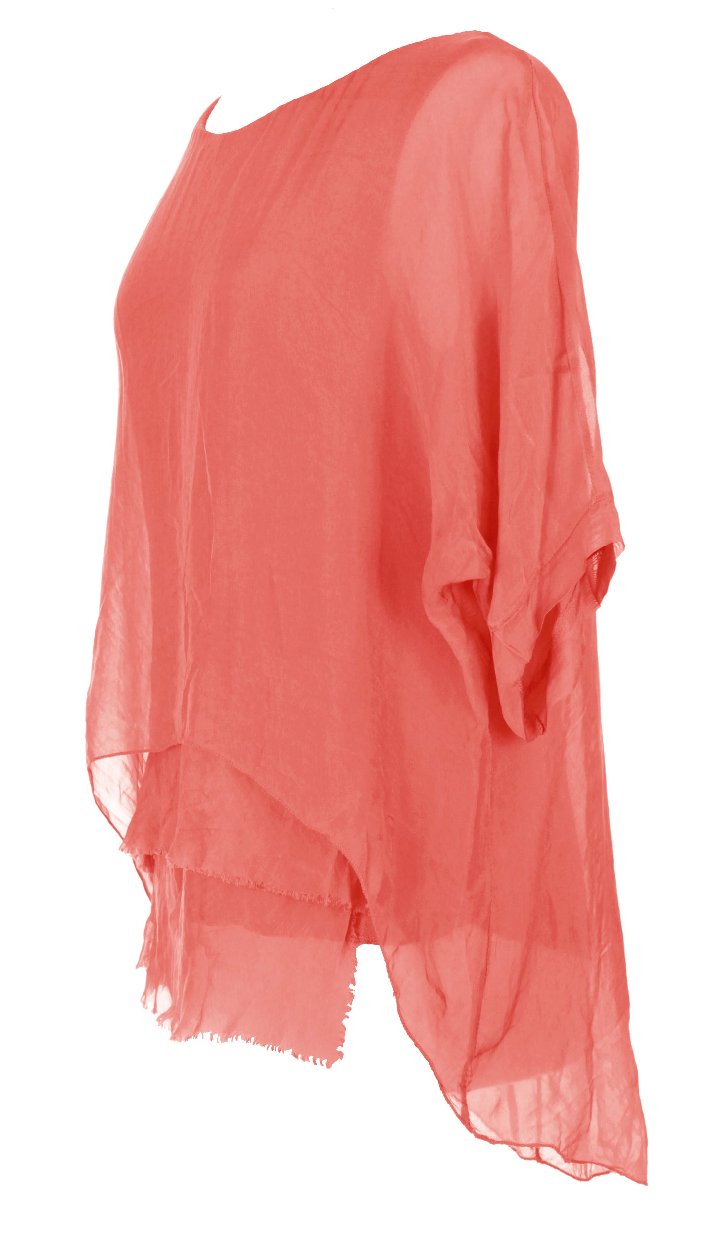 Frayed Hem Silk Top