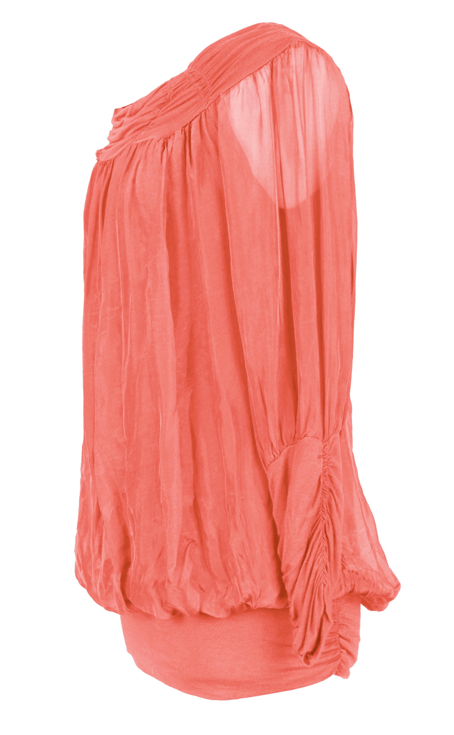 Ruched Neck Silk Blouse