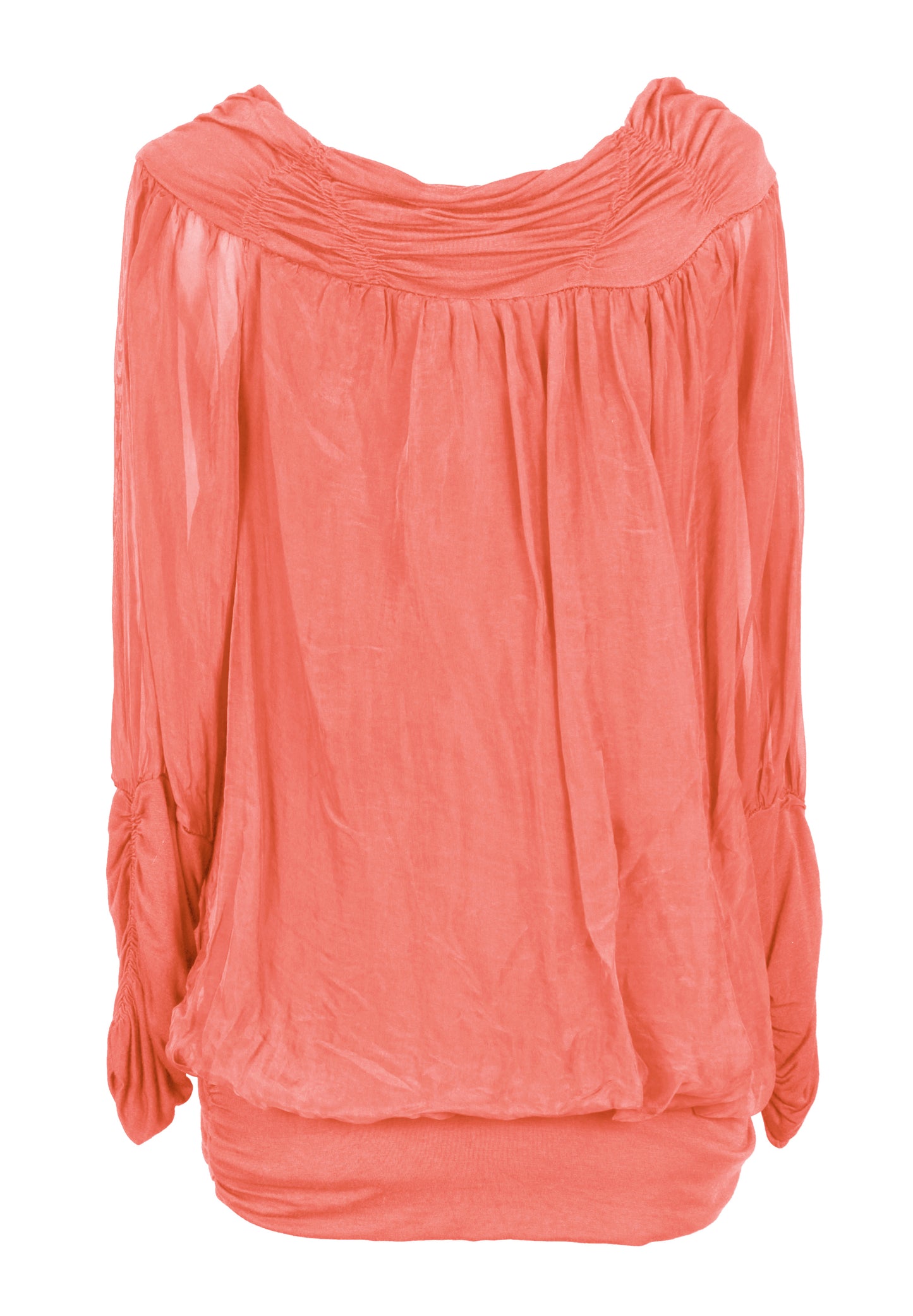 Ruched Neck Silk Blouse