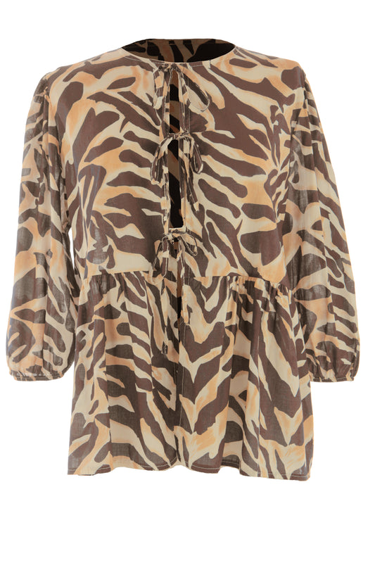 Zebra Print 3 Tie Top