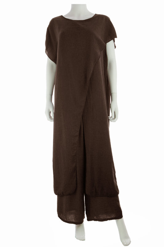 Crossover Tunic Top Wide Leg Trouser Set