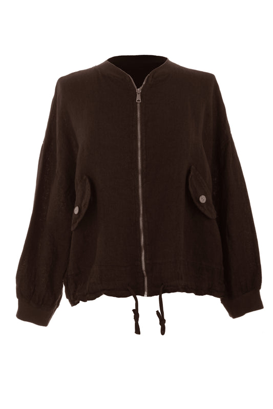 Zip Front Linen Jacket