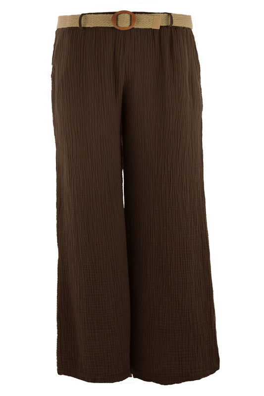 Cheesecloth Belted Trouser