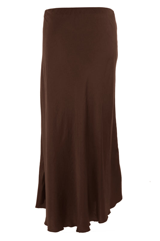 Bias Cut Silk Satin Midi Skirt