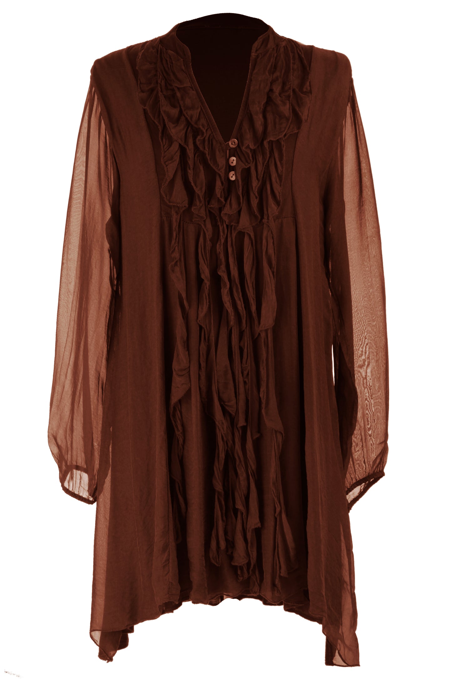 Frill Tassel Silk Blouse