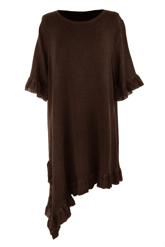 Diagonal Hem Hopsack Dress