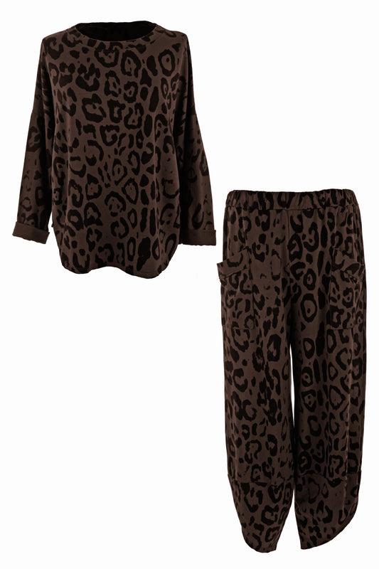 Leopard Print Sweatshirt Jogger Set