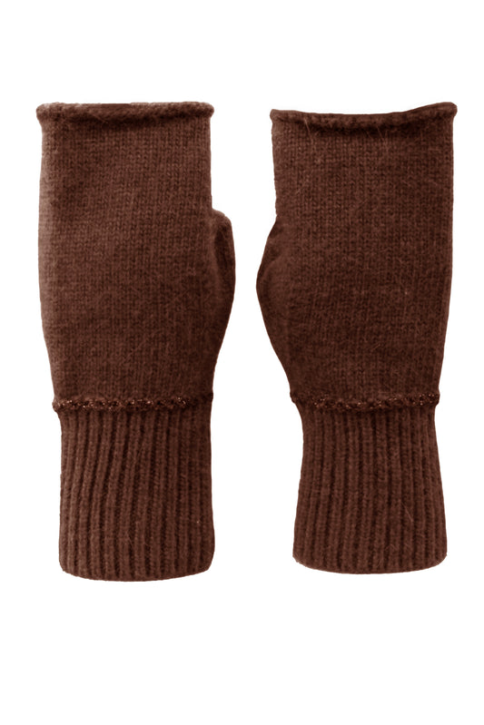 Lurex Trim Cashmere Fingerless Gloves