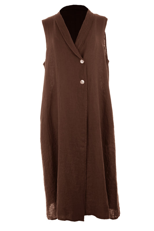 Sleeveless Collar Neck Linen Dress