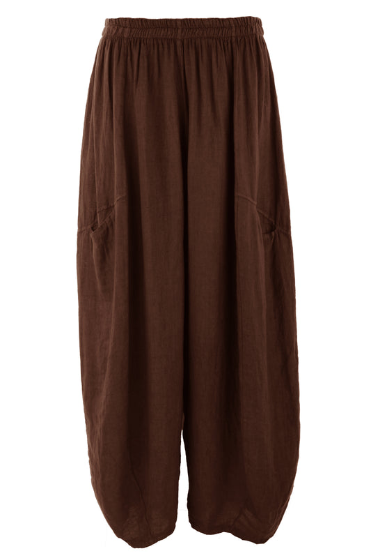 2 Slit Pocket Barrel Leg Linen Trouser