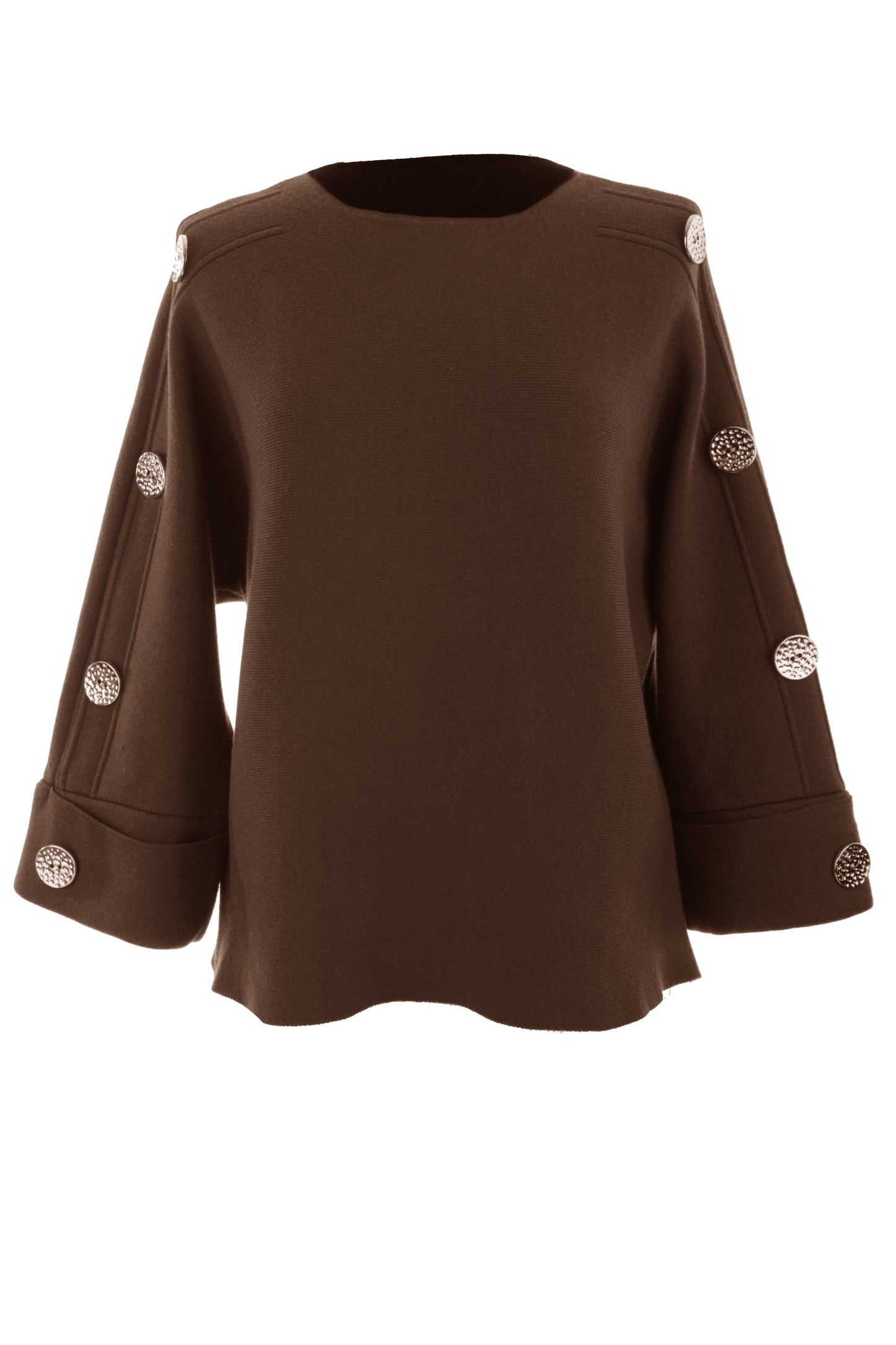 Button Detail 3/4 Sleeve Heavy Knit Jumper