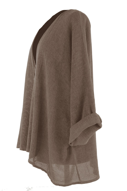 One Button Linen Cardigan