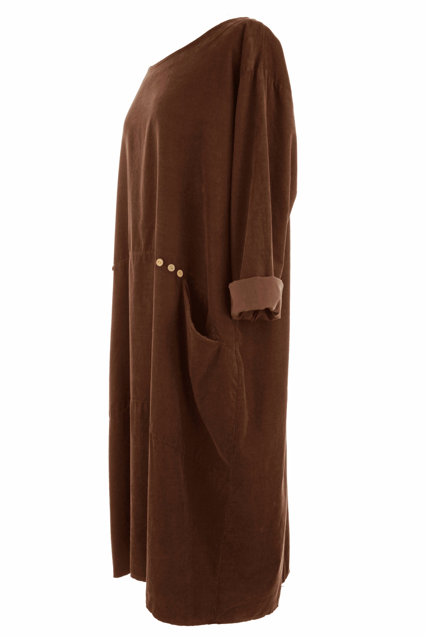 2 Pocket Button Detail Corduroy Midi