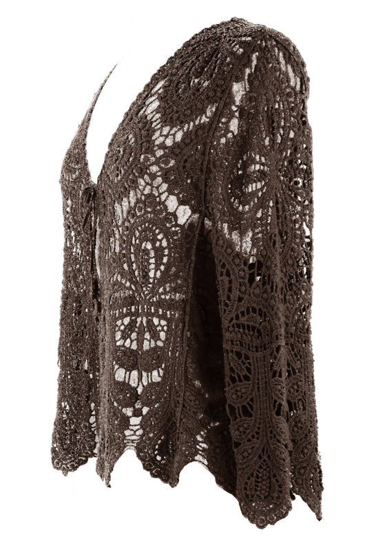 Tie Front Crochet Cardigan