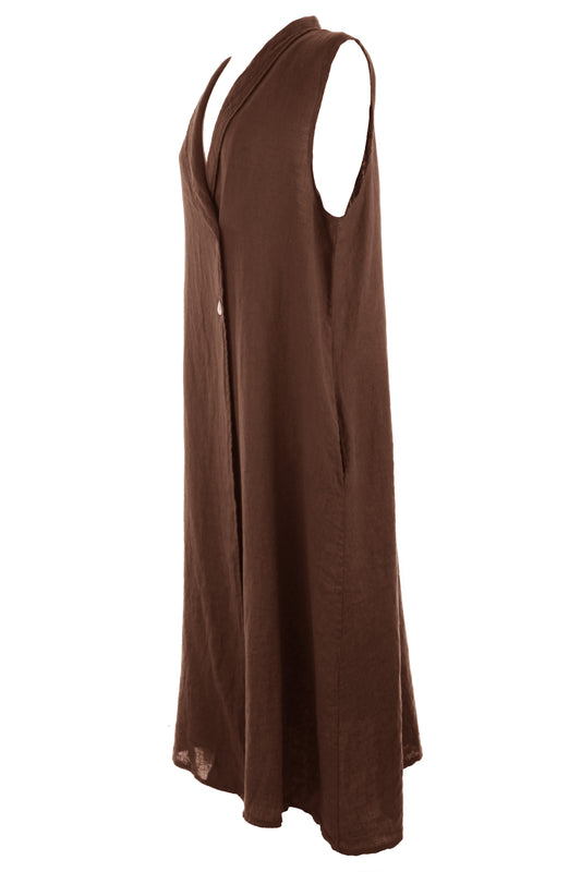 Sleeveless Collar Neck Linen Dress