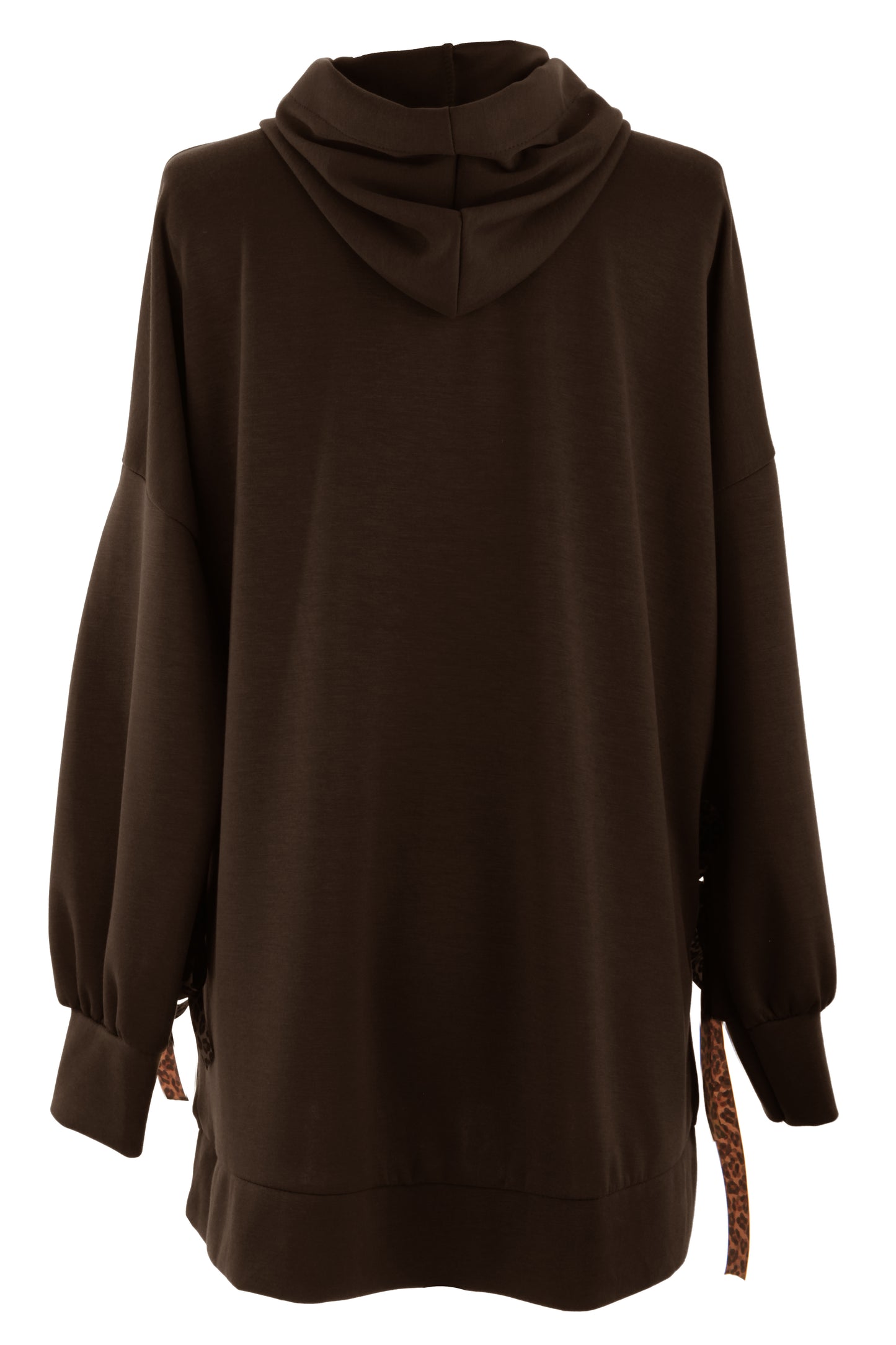 Leopard Print Tie Hoodie Sweatshirt