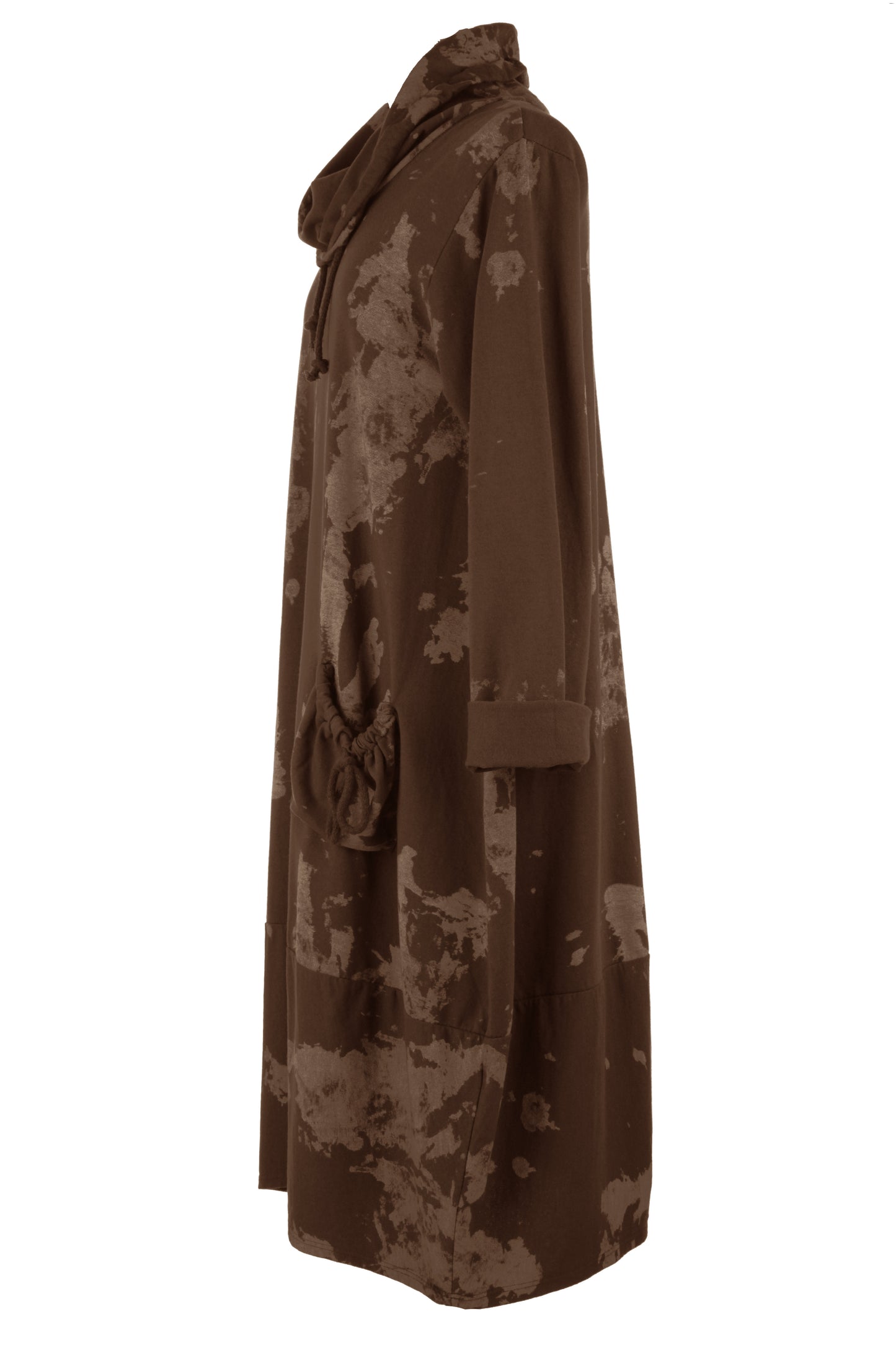 Splash Print Cowl Neck Dress