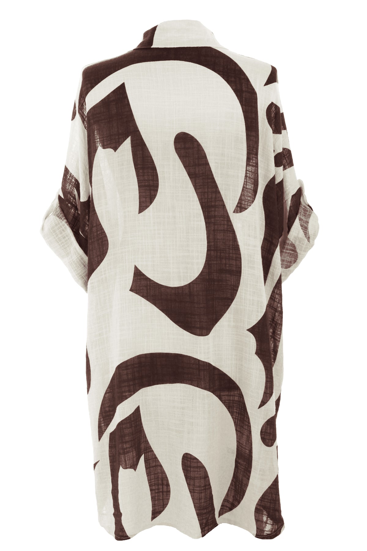 Abstract Print Longline Linen Shirt