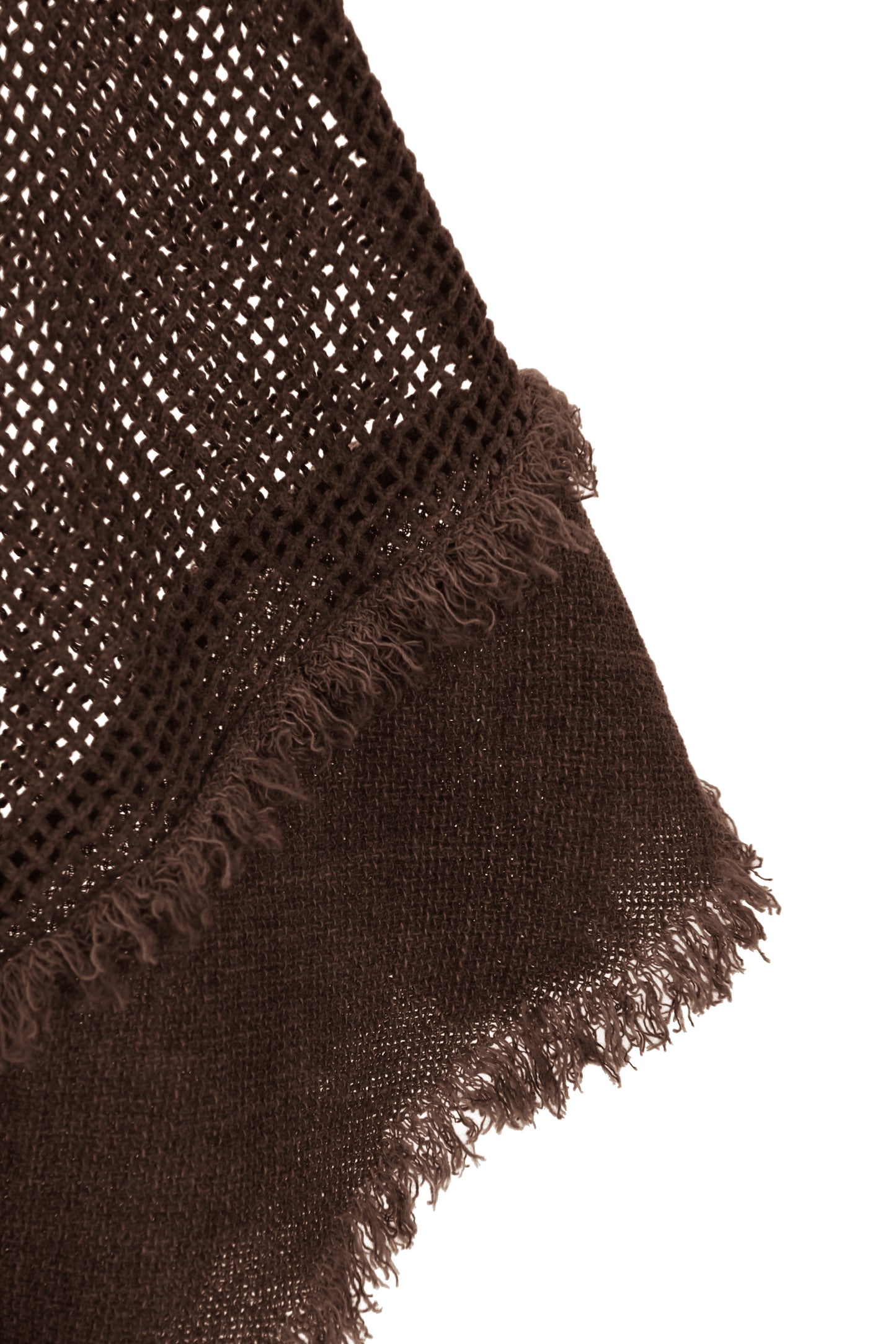 Frayed Trim Linen Mesh Top