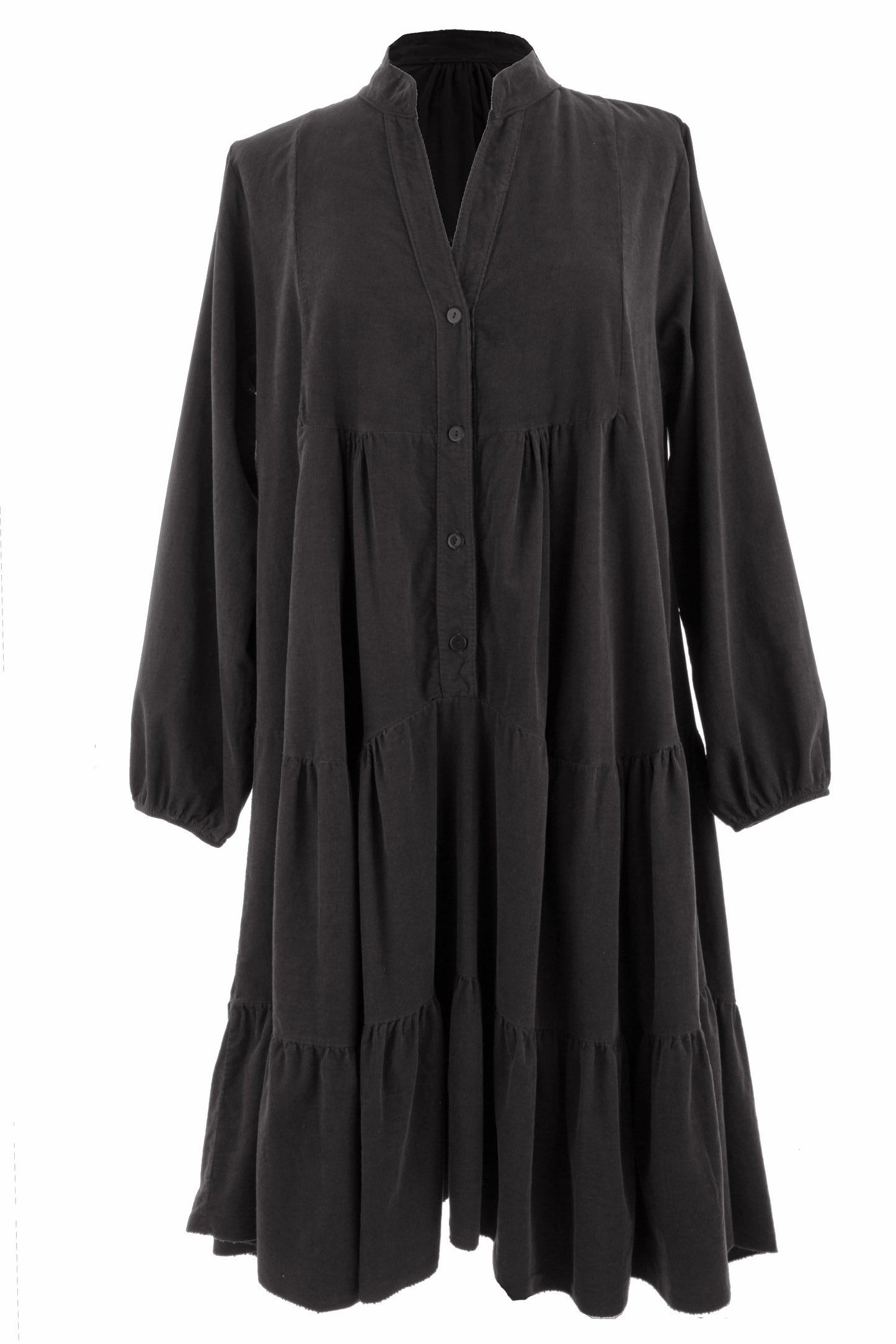 V Neck Corduroy Swing Dress