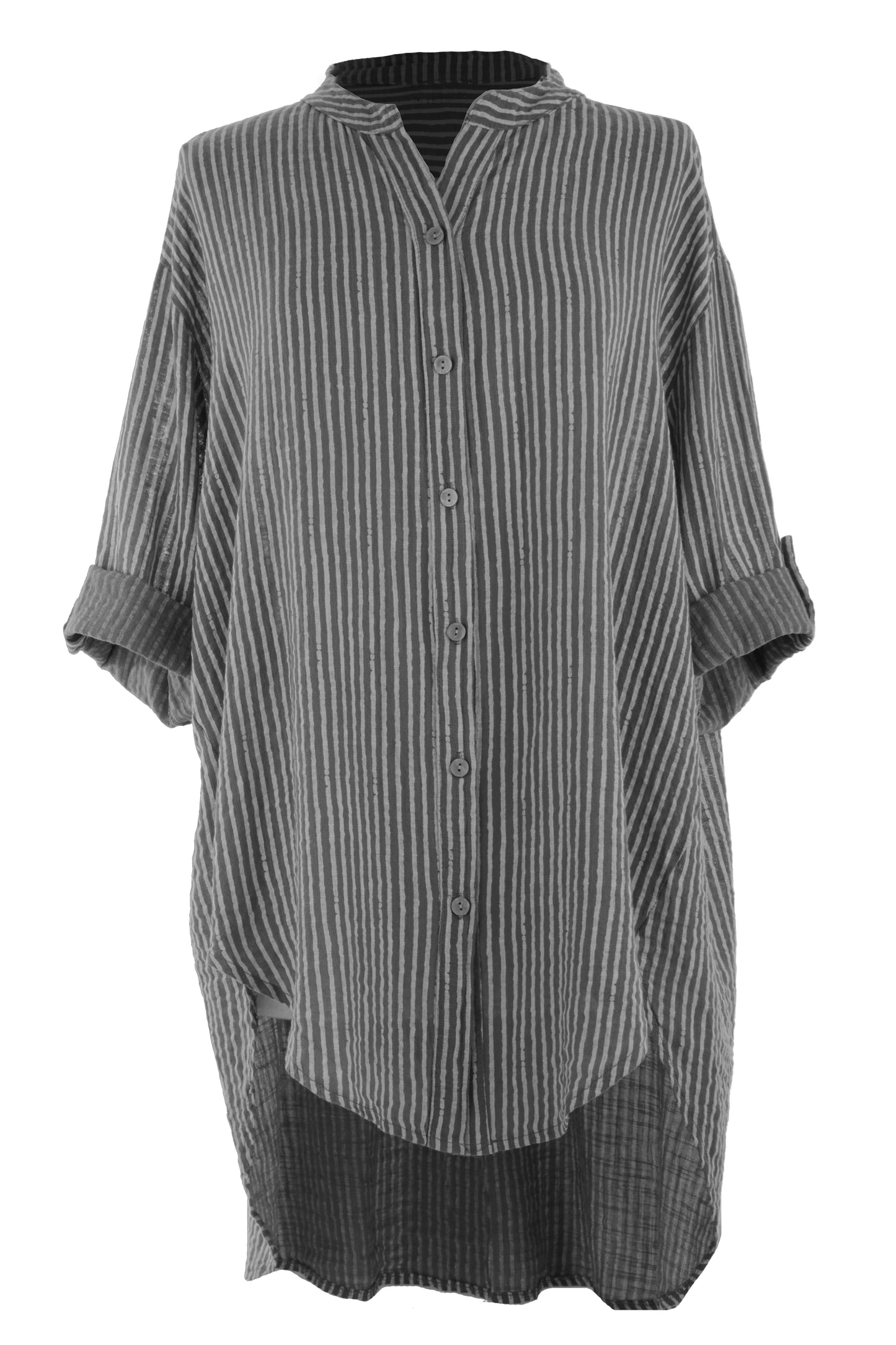 Stripe Hi Low Cotton Shirt