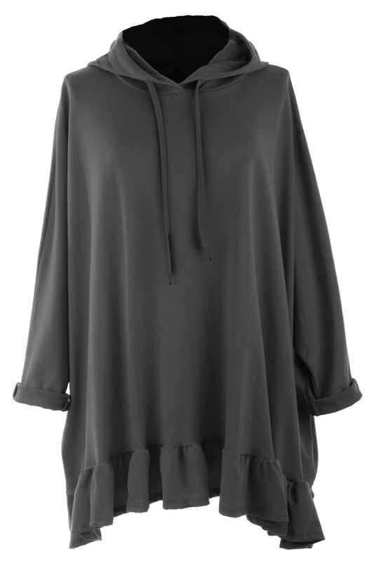 Frill Hem Hooded Tunic