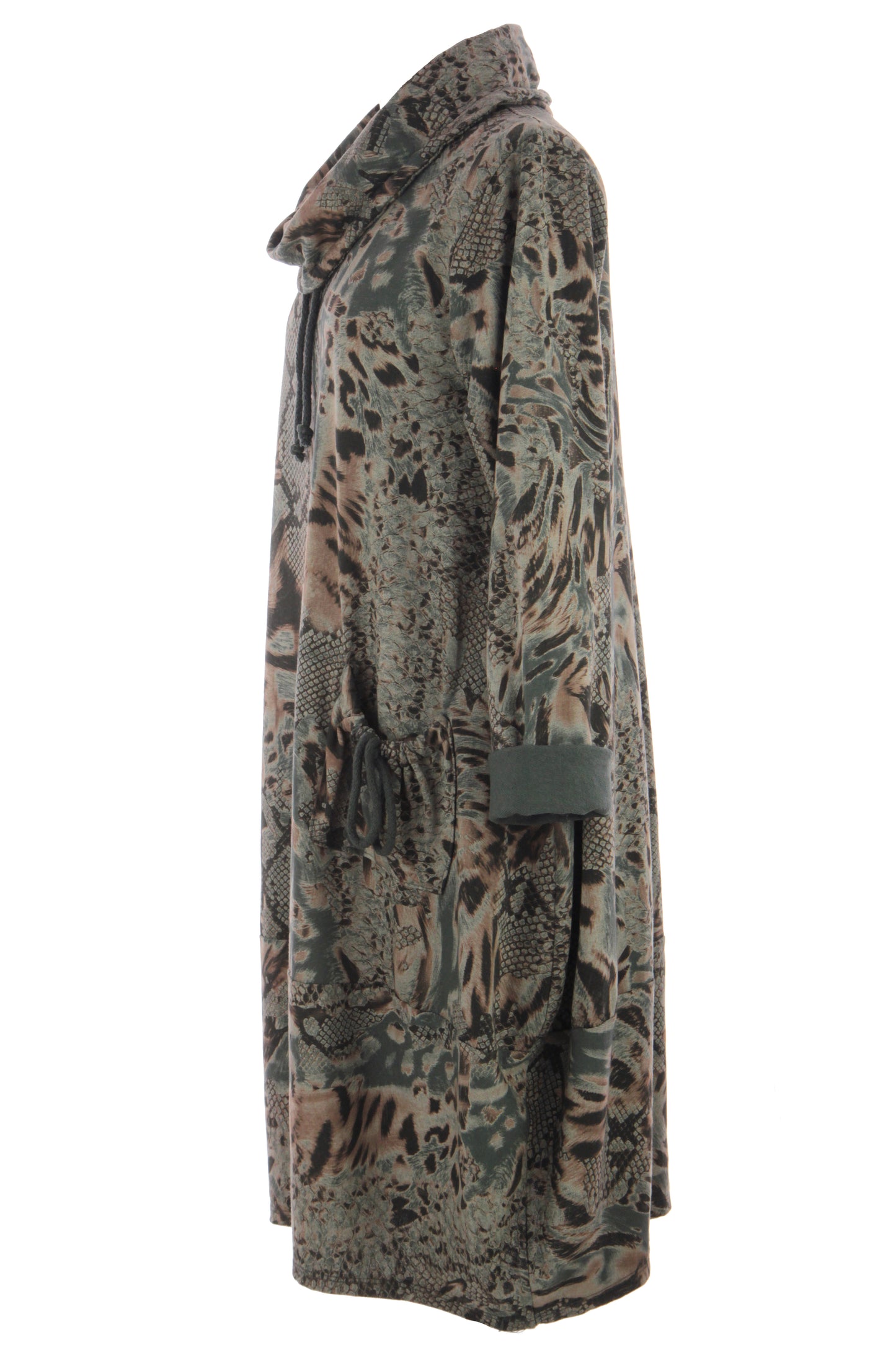 Abstract Leopard Print Cowl Neck Dress