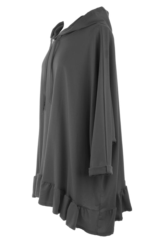 Frill Hem Hooded Tunic