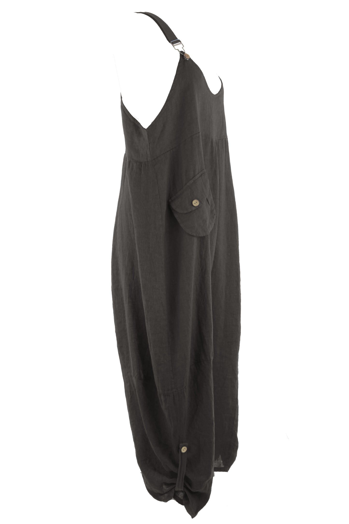 Flap Pocket Linen Jumpsuit