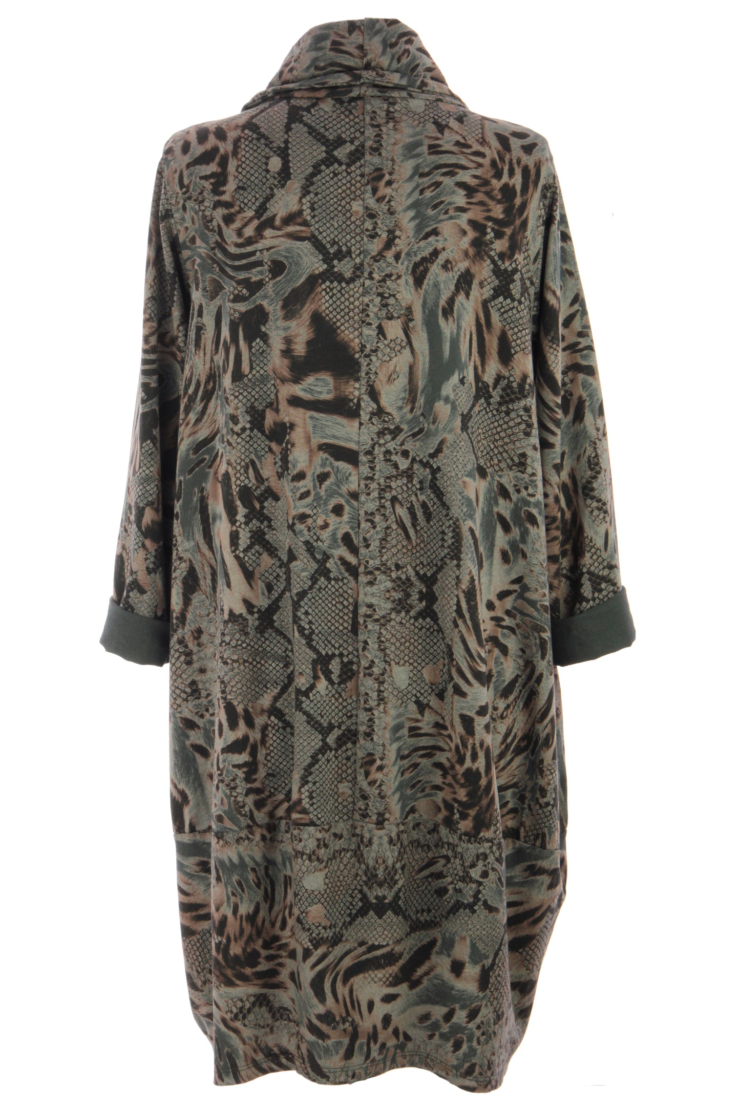 Abstract Leopard Print Cowl Neck Dress