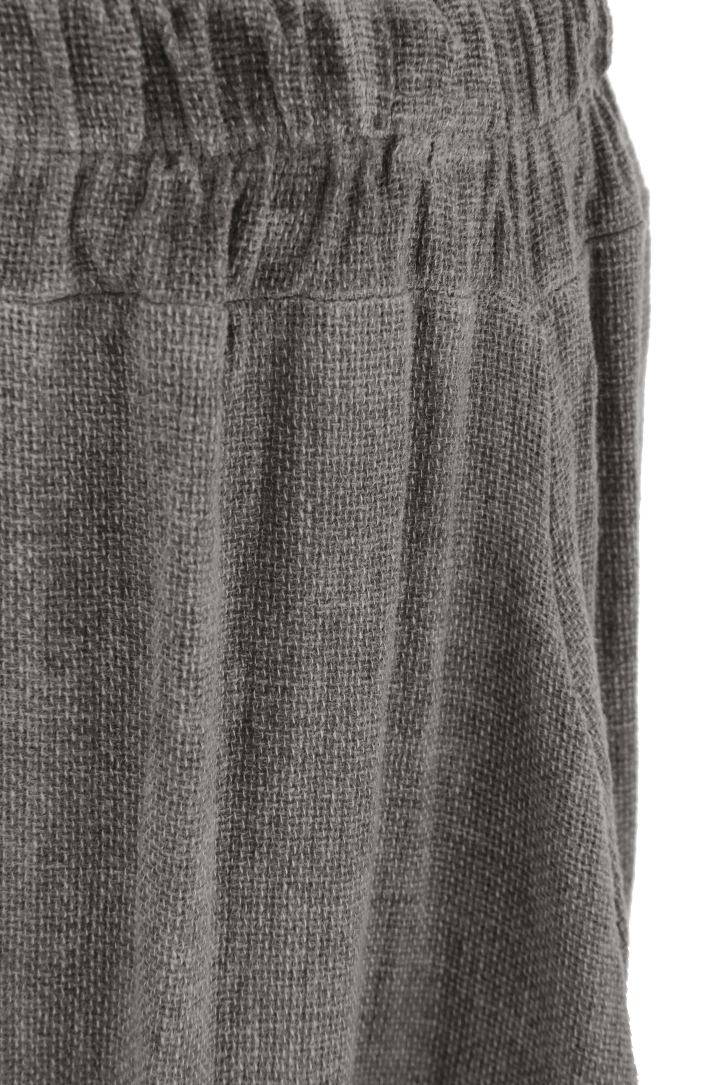 Side Slit Wide Leg Hopsack Linen Trouser